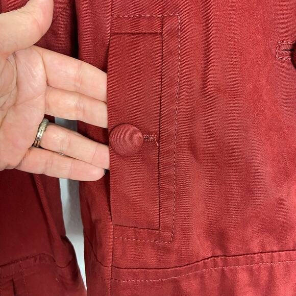 Ann Taylor Twill Peacoat Sz‎ XS Rust Red Cotton Fall Cropped Jacket - Picture 4 of 15